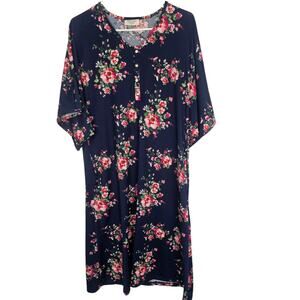 Dwell + Slumber Nightgown Sleep Dress Dark Romantic Floral Sz XS/S Lounge Comfy